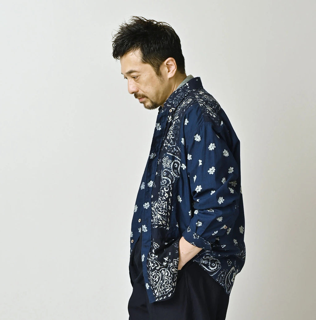 Indigo Hira Bandana Mix 908 Ocean Button Down Shirt