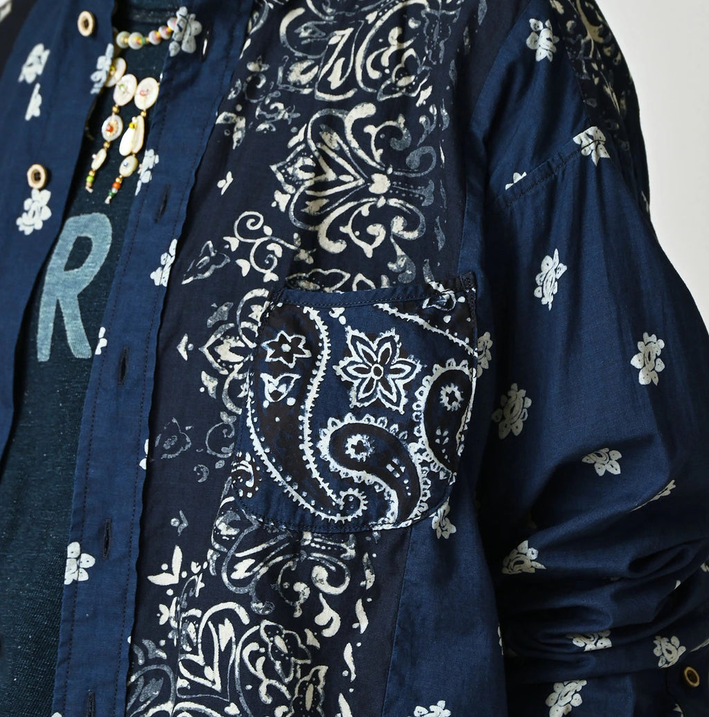Indigo Hira Bandana Mix 908 Ocean Button Down Shirt