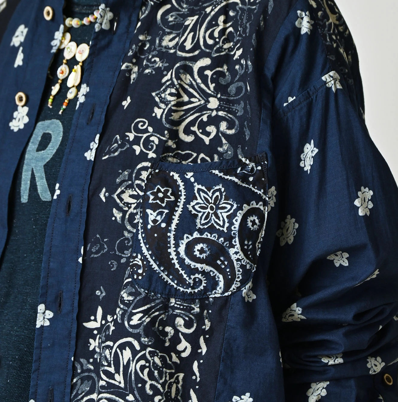 Indigo Hira Bandana Mix 908 Ocean Button Down Shirt