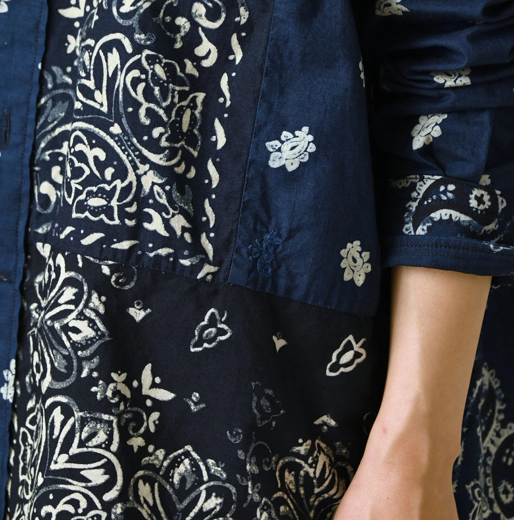 Indigo Hira Bandana Mix 908 Ocean Button Down Shirt