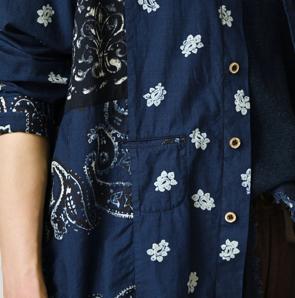 Indigo Hira Bandana Mix 908 Ocean Button Down Shirt