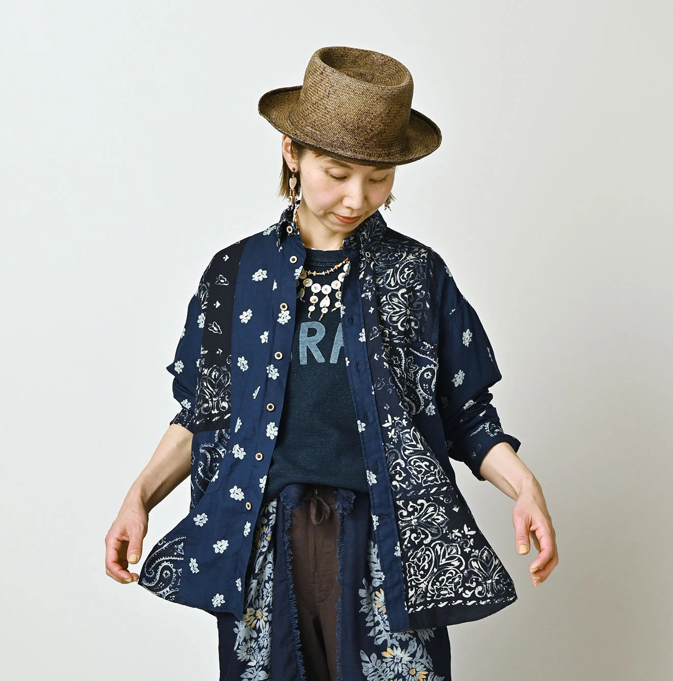Indigo Hira Bandana Mix 908 Ocean Button Down Shirt