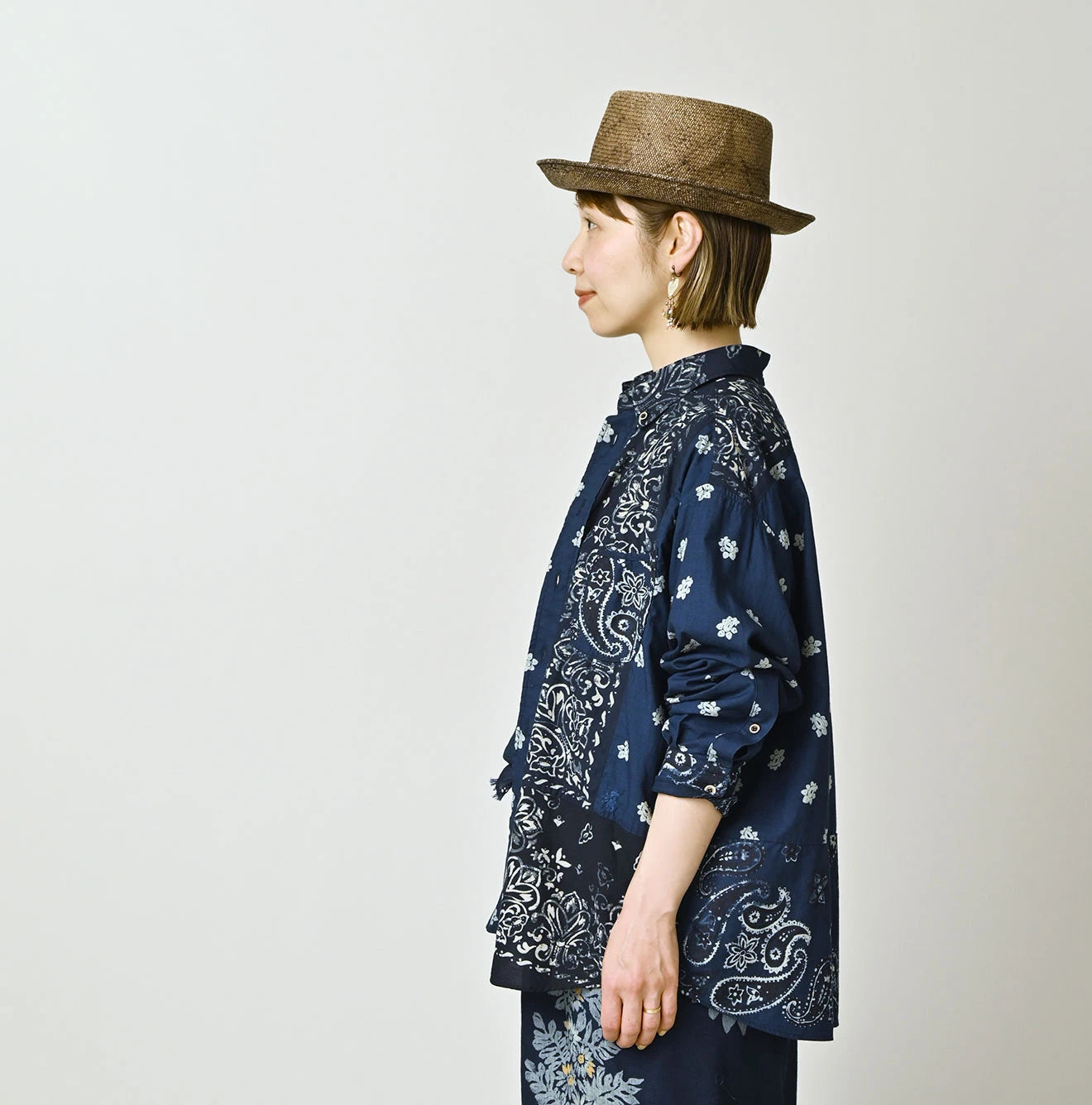 Indigo Hira Bandana Mix 908 Ocean Button Down Shirt