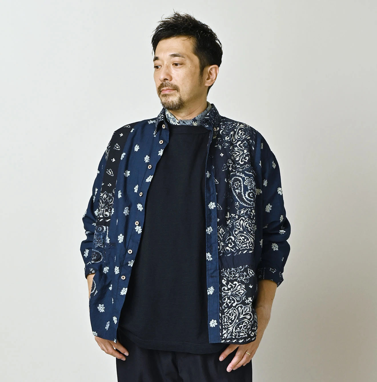 Indigo Hira Bandana Mix 908 Ocean Button Down Shirt