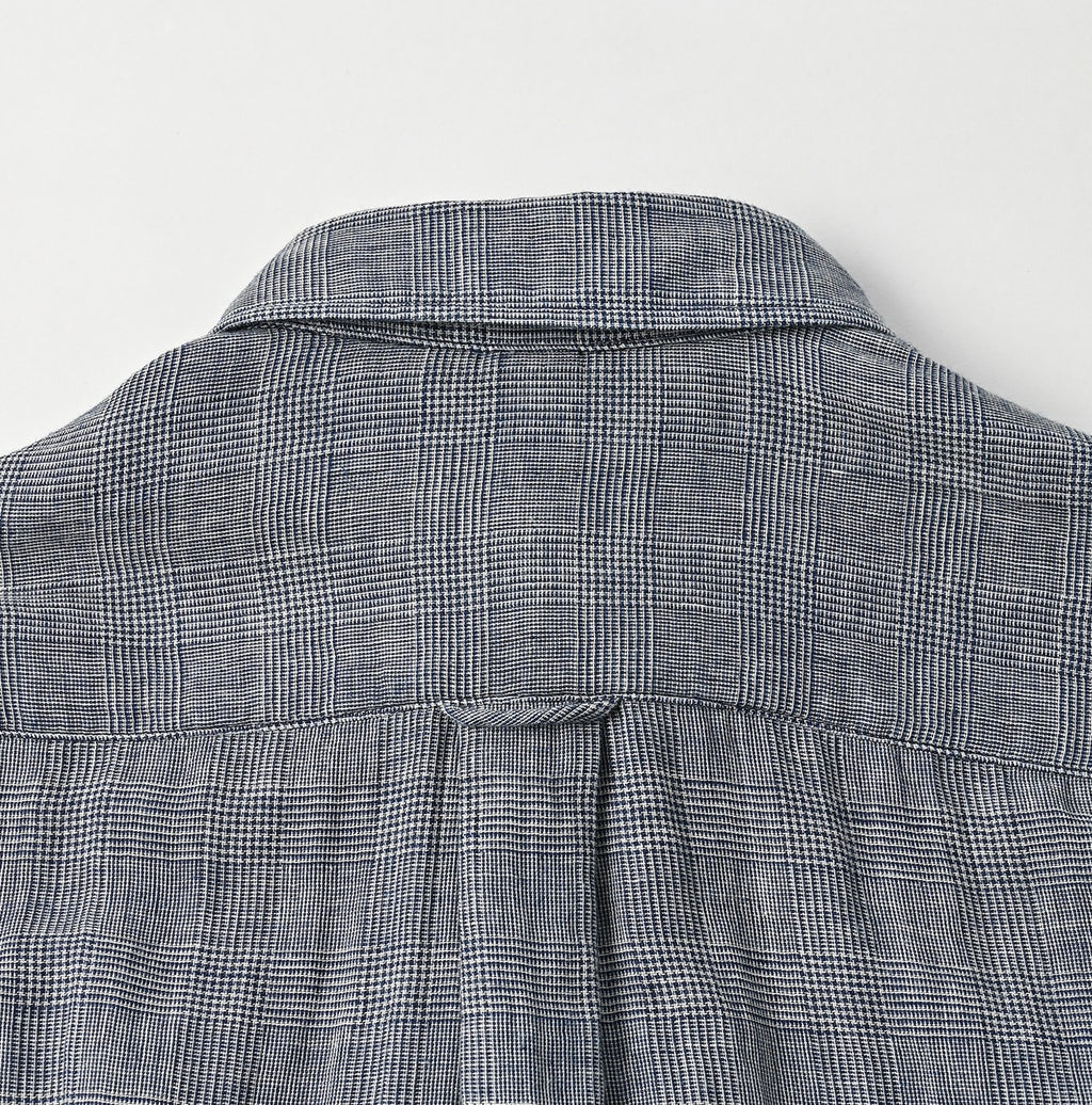 Indigo Fuwafuwa Double Woven 908 Loafer Button Down Shirt Detail