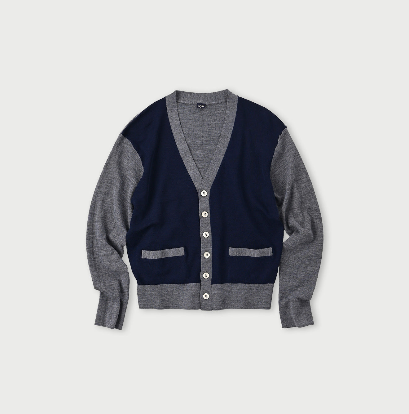 Combed Wool 908 Rib Cleric Cardigan Navy Base