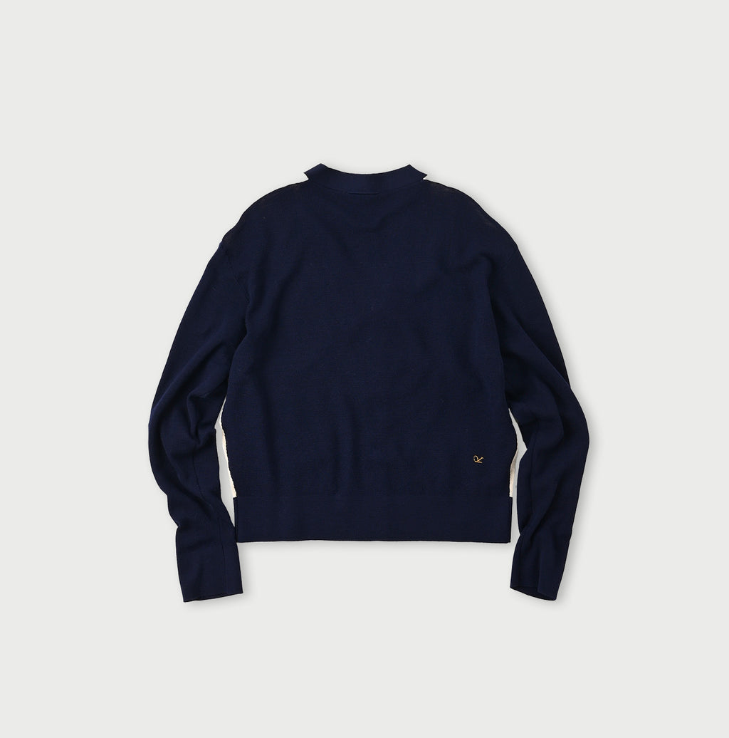 Combed Wool 908 Rib Cleric Cardigan Back