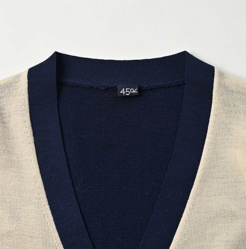 Combed Wool 908 Rib Cleric Cardigan Detail