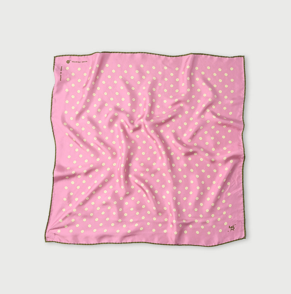 Silk Polka Dot Big Bandana Pink