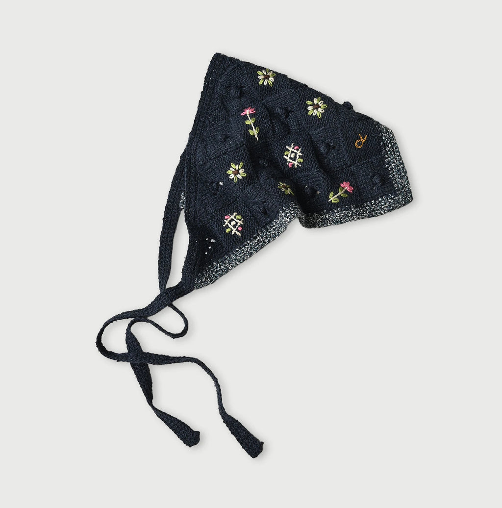Indigo Pom-pom Flower Hair Band
