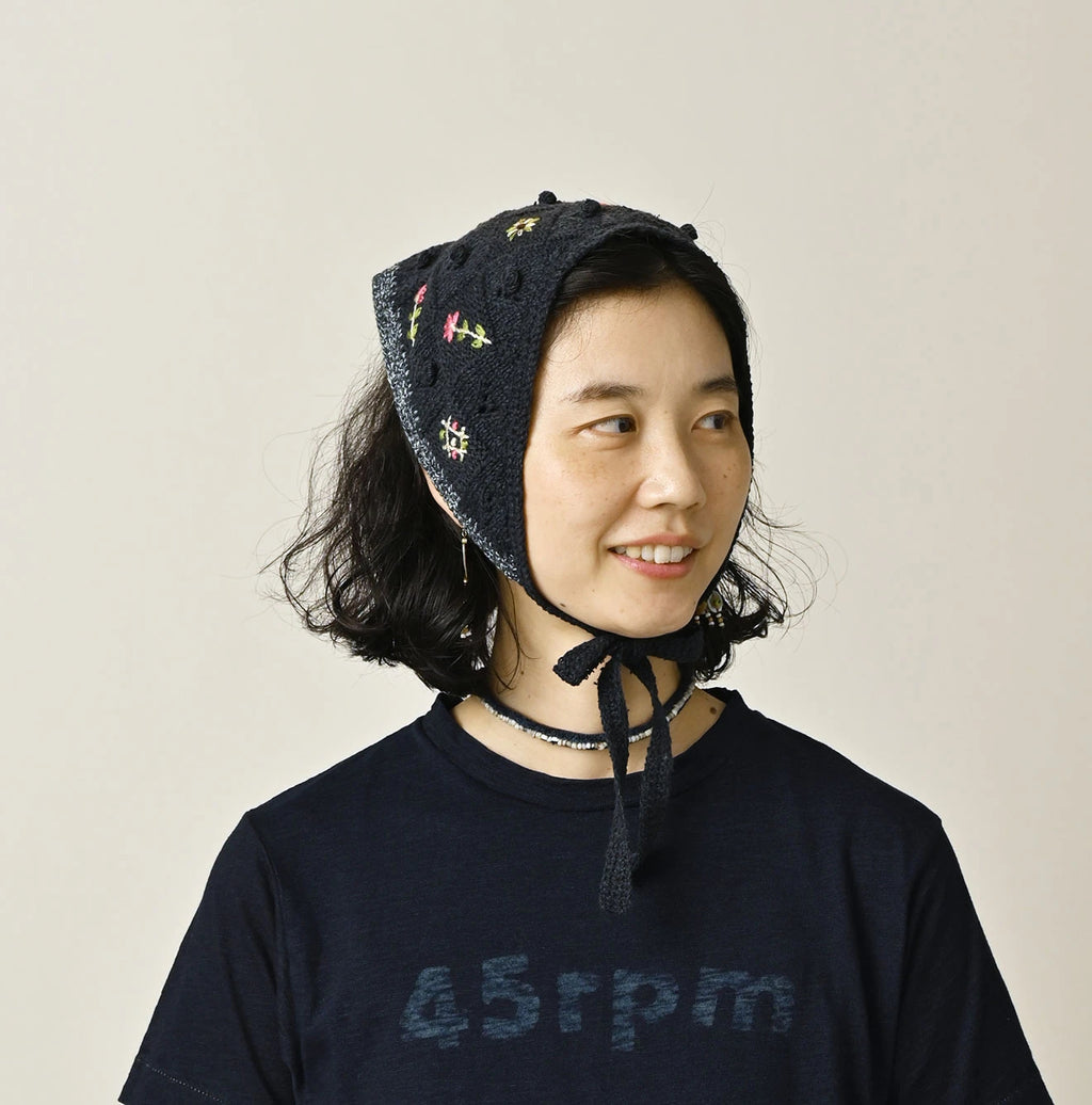 Indigo Pom-pom Flower Hair Band