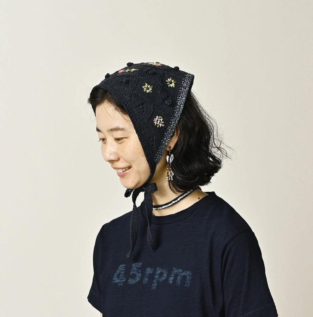 Indigo Pom-pom Flower Hair Band