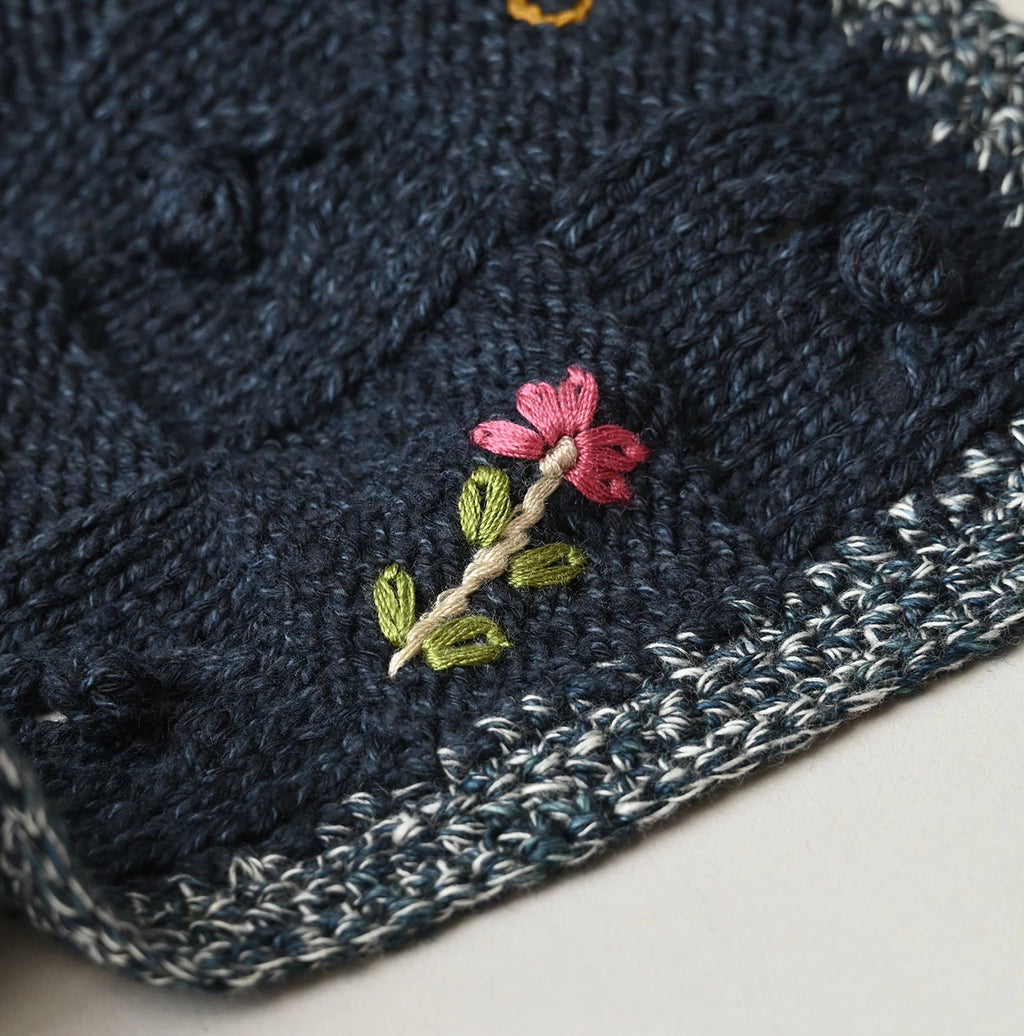 Indigo Pom-pom Flower Hair Band