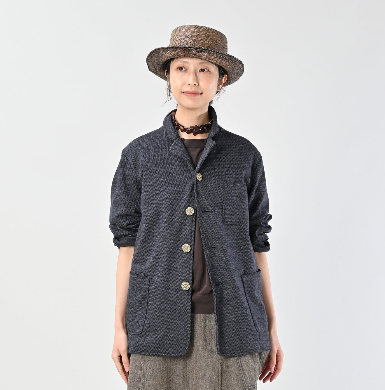 Jersey Flannel 908 Cardigan Jacket Female Model