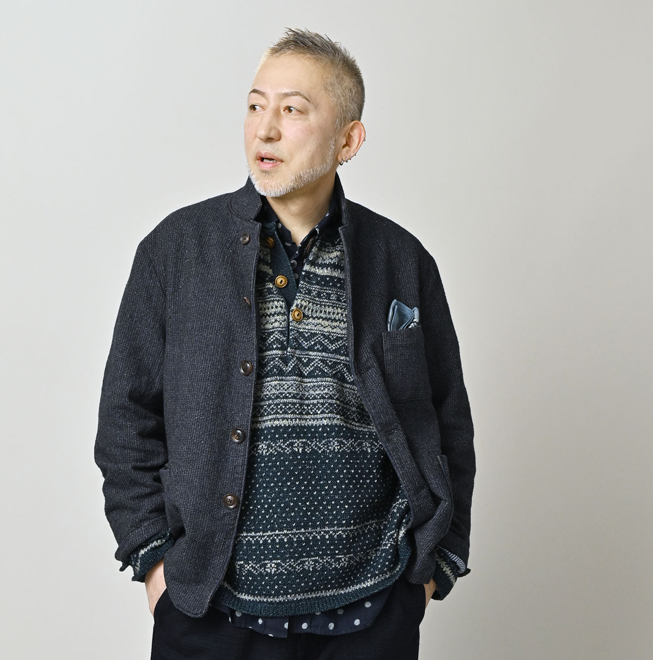 Indigo Cotton Tweed 908 Jacquarde