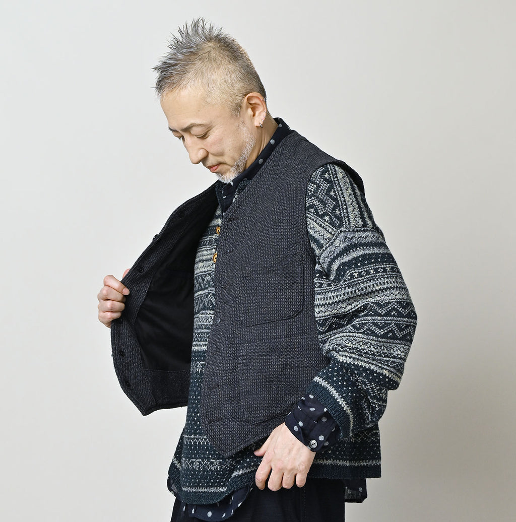 Indigo Cotton Tweed 908 Miyuki Vest