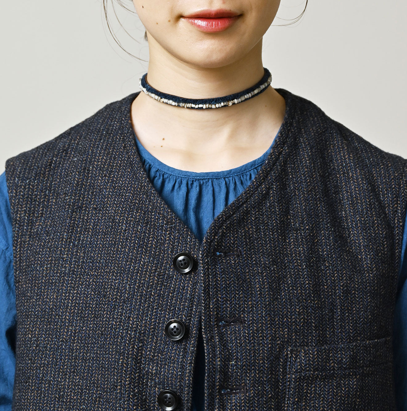 Indigo Cotton Tweed 908 Miyuki Vest