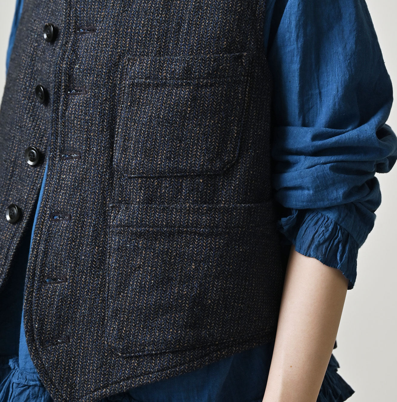 Indigo Cotton Tweed 908 Miyuki Vest