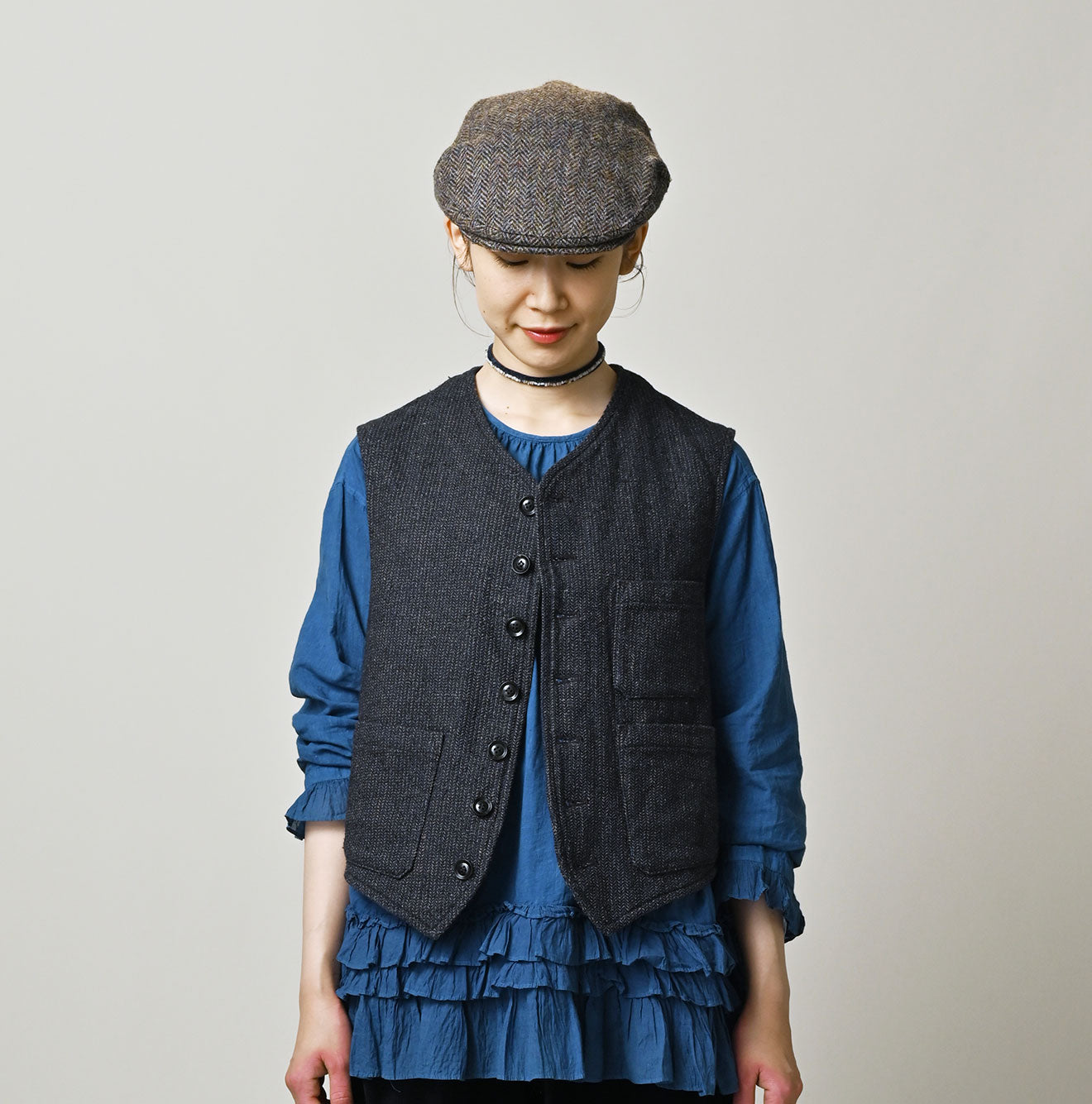 Indigo Cotton Tweed 908 Miyuki Vest