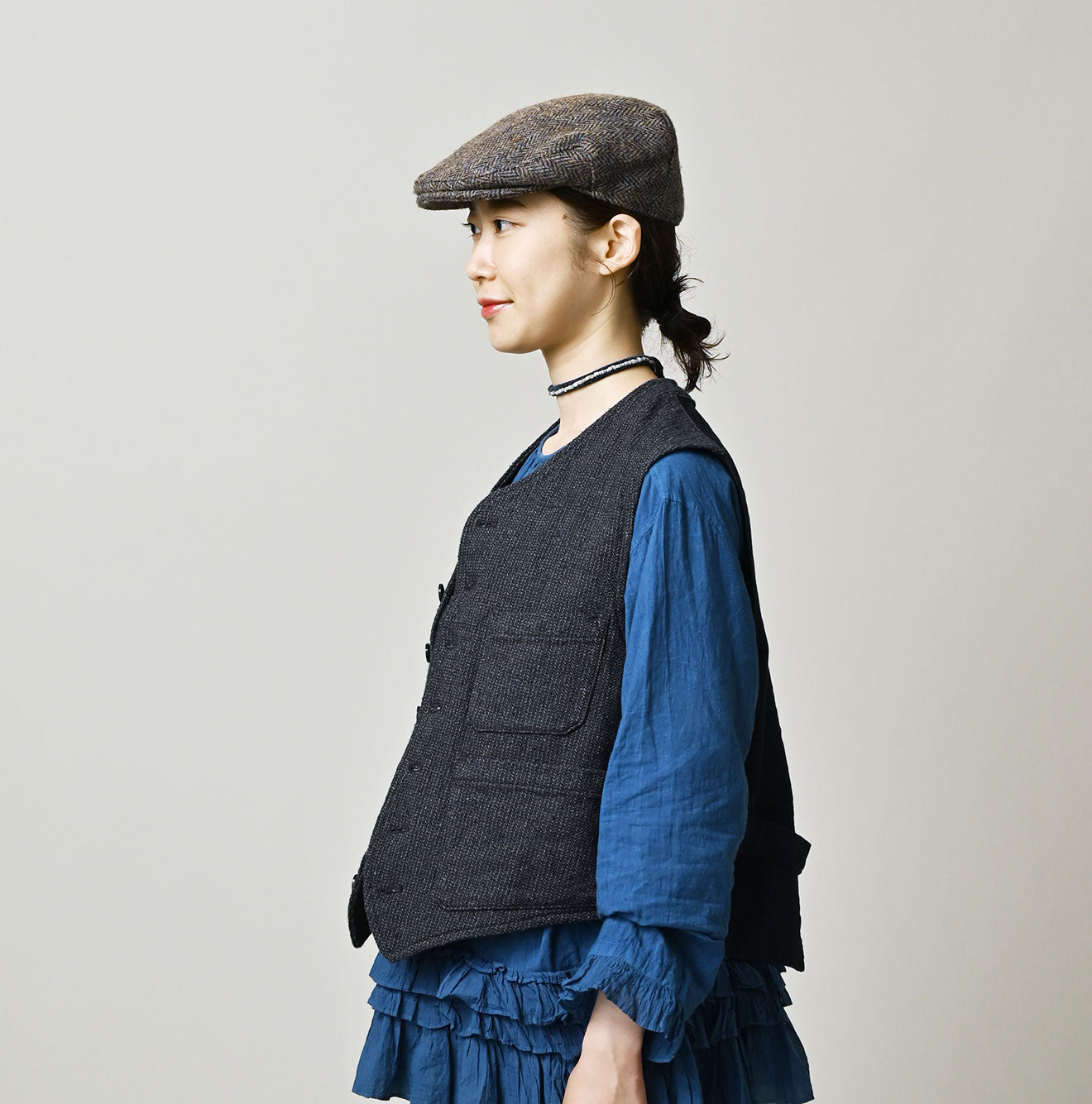 Indigo Cotton Tweed 908 Miyuki Vest