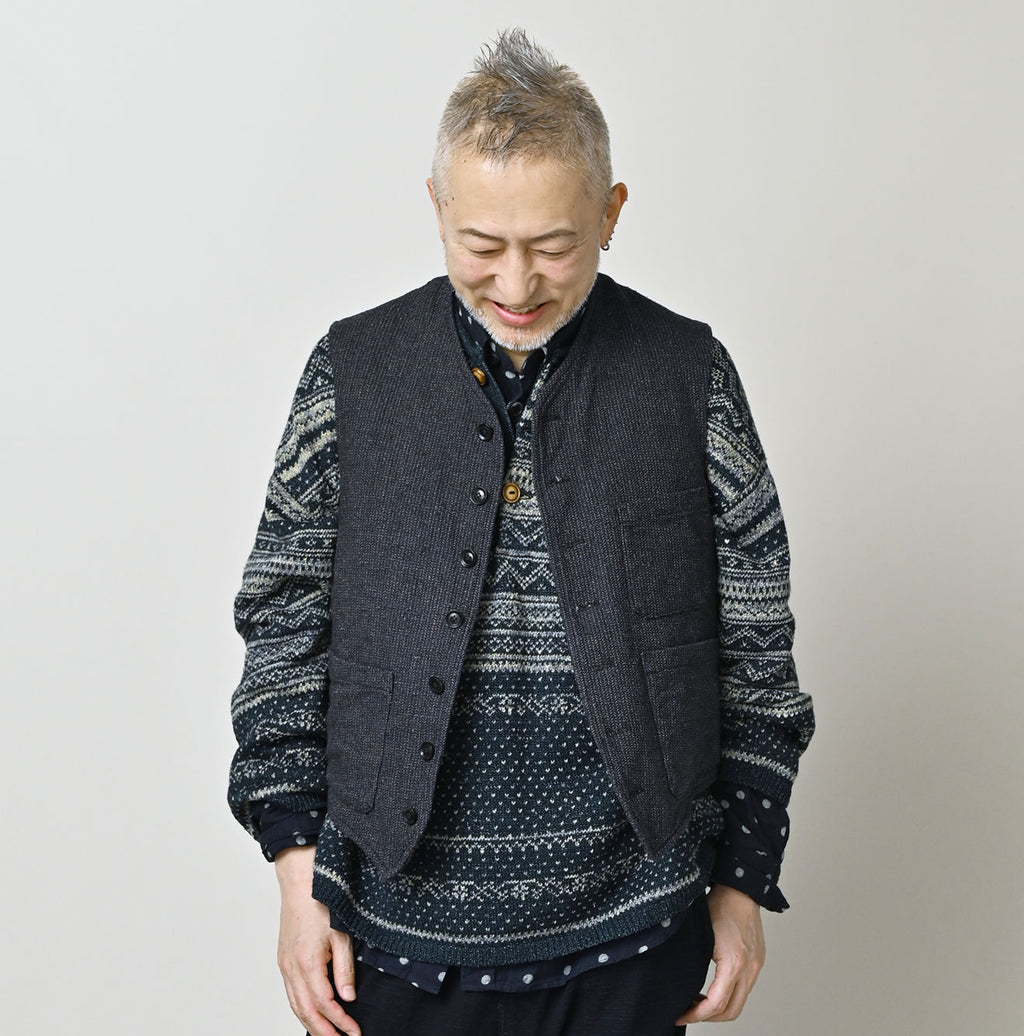 Indigo Cotton Tweed 908 Miyuki Vest