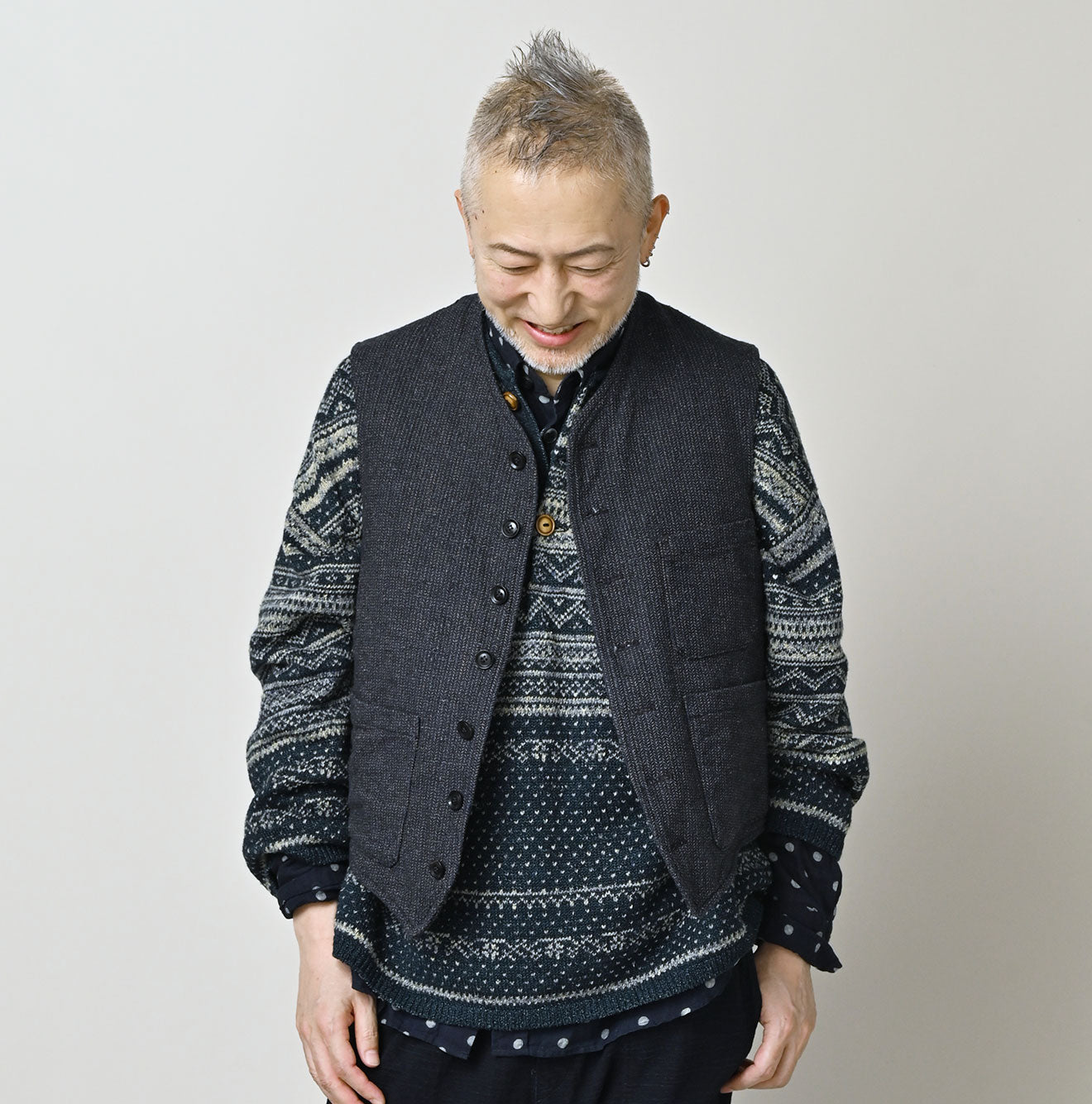 Indigo Cotton Tweed 908 Miyuki Vest