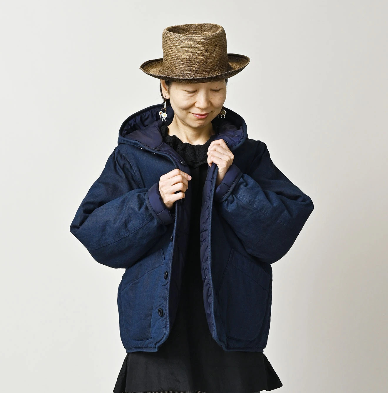 Light Mon Brown Denim 908 Hooded Blouson Nou