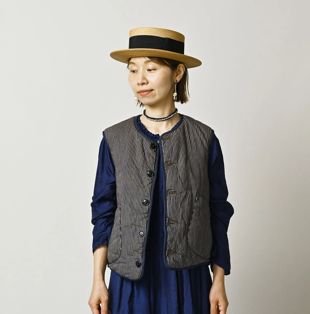Light Mon Brown Denim 908 Crew Vest Nou