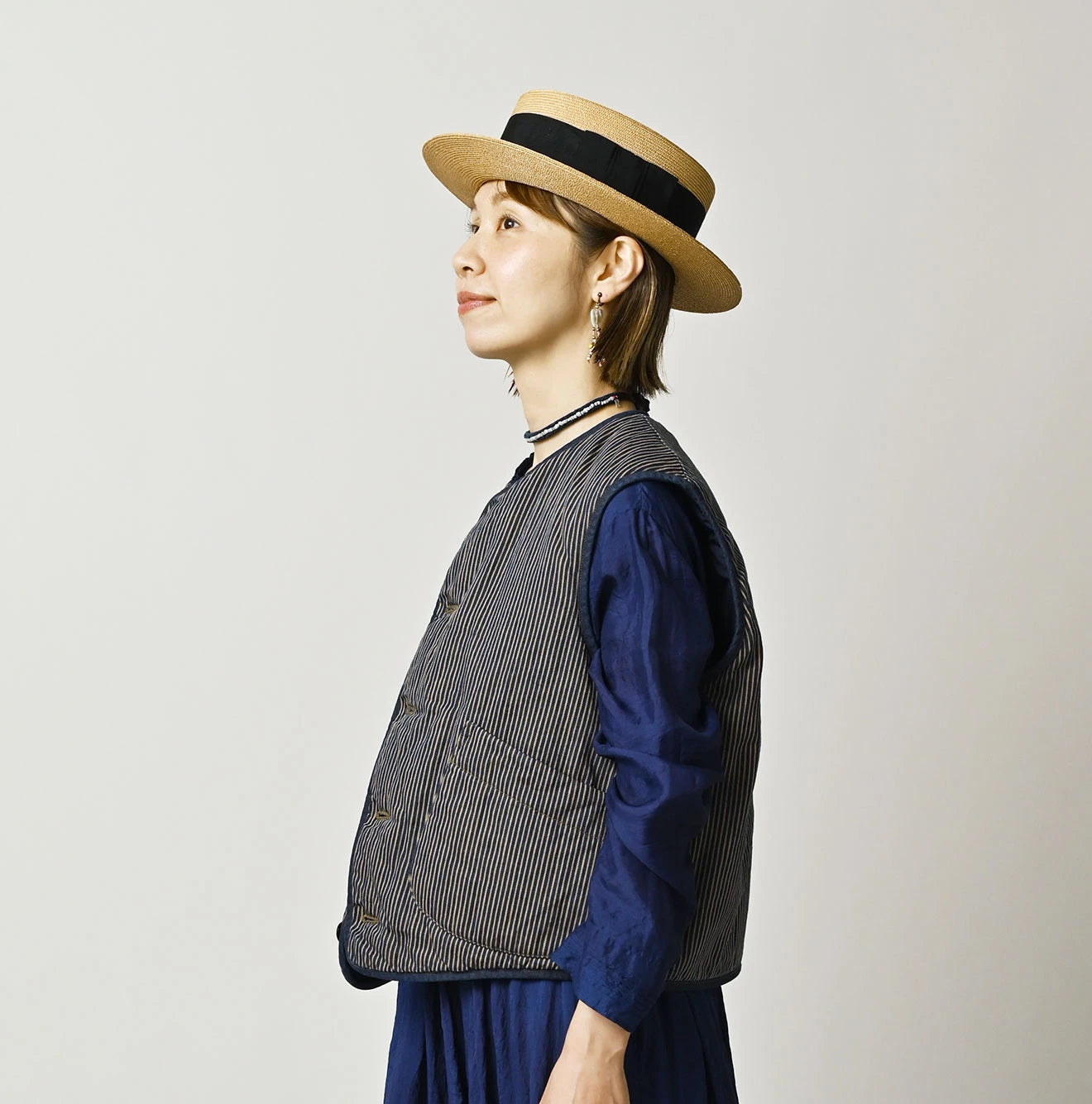 Light Mon Brown Denim 908 Crew Vest Nou