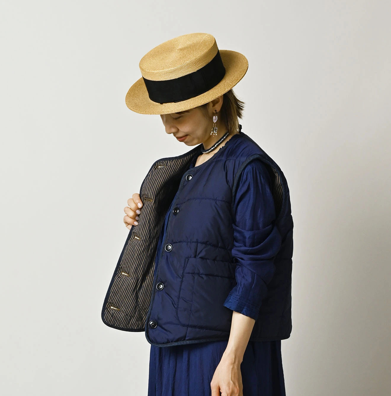 Light Mon Brown Denim 908 Crew Vest Nou