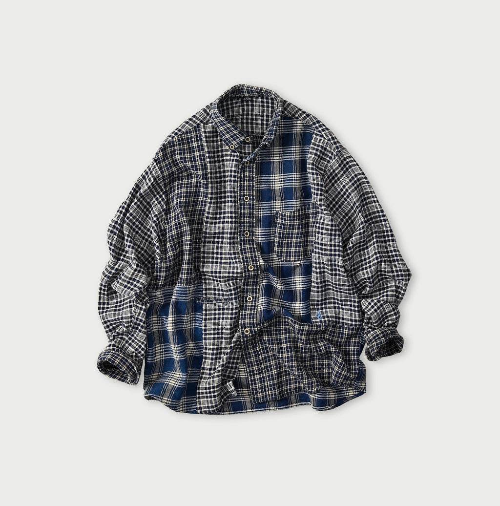 Indian Ai Flannel Mix 908 Ocean Button Down Shirt