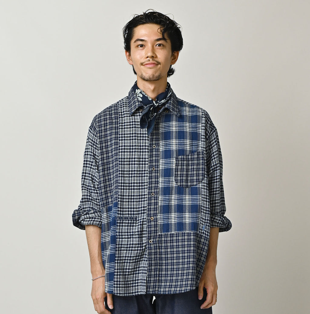 Indian Ai Flannel Mix 908 Ocean Button Down Shirt