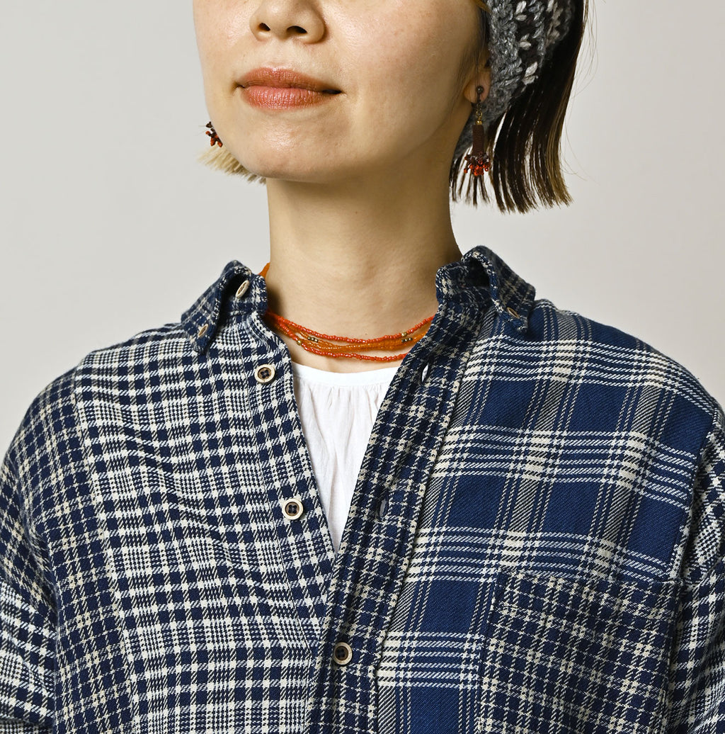 Indian Ai Flannel Mix 908 Ocean Button Down Shirt