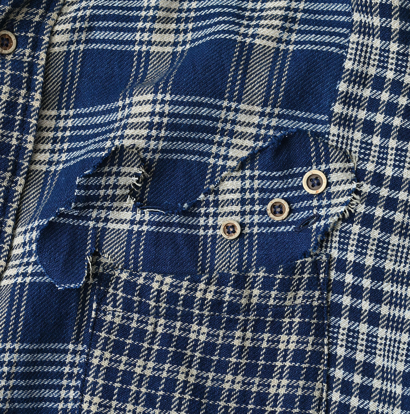 Indian Ai Flannel Mix 908 Ocean Button Down Shirt