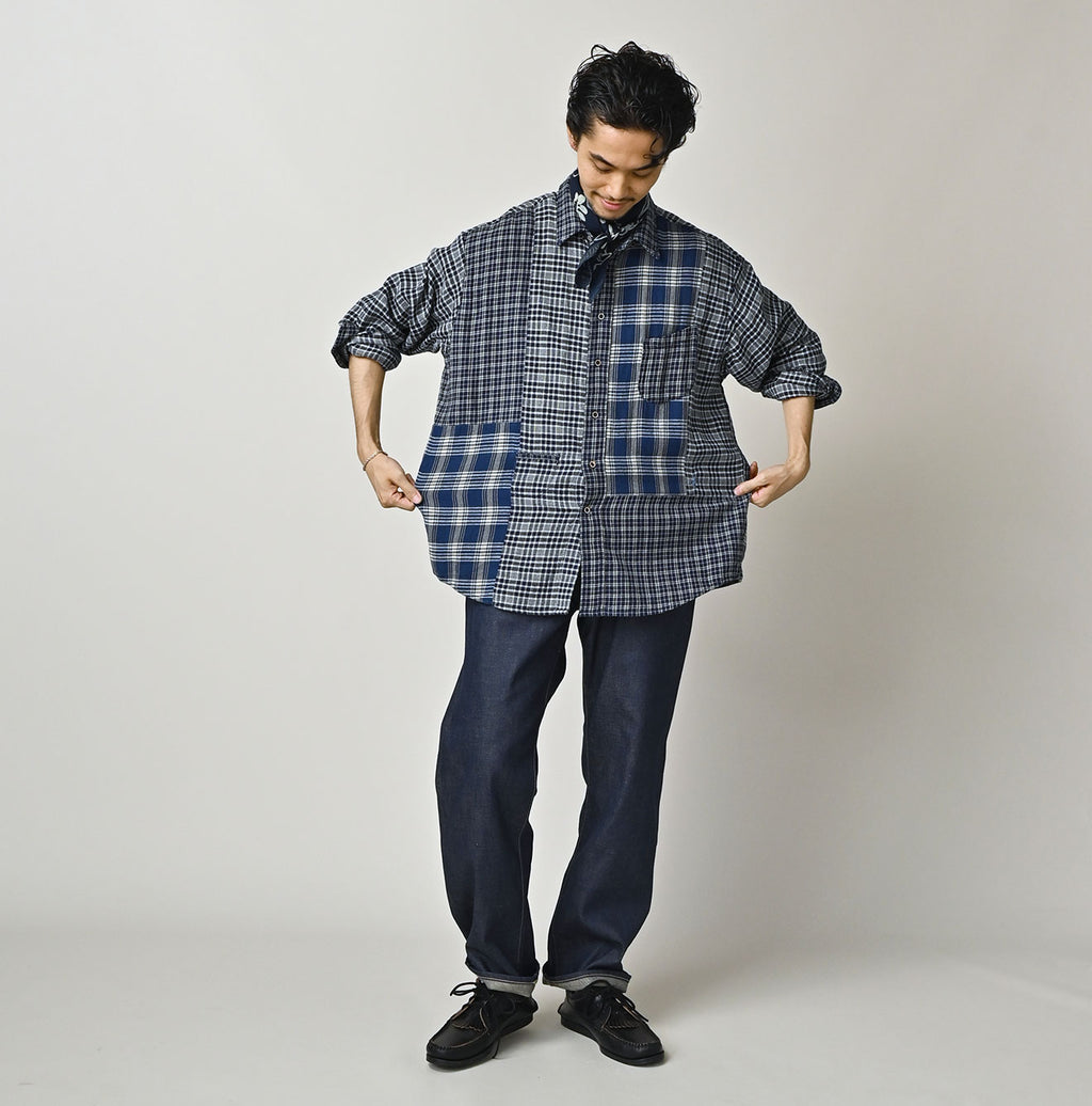 Indian Ai Flannel Mix 908 Ocean Button Down Shirt