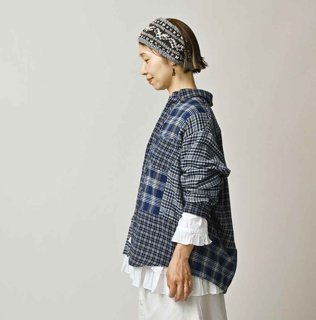 Indian Ai Flannel Mix 908 Ocean Button Down Shirt