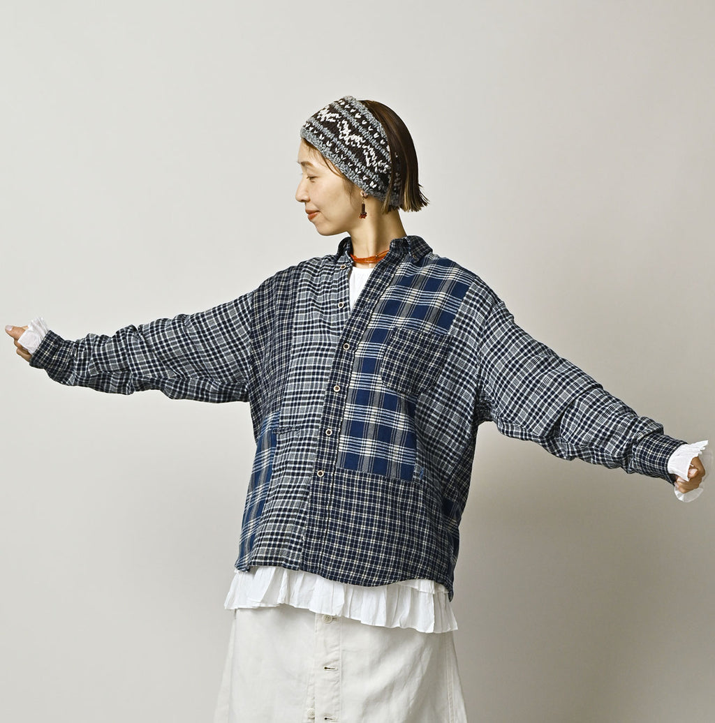 Indian Ai Flannel Mix 908 Ocean Button Down Shirt