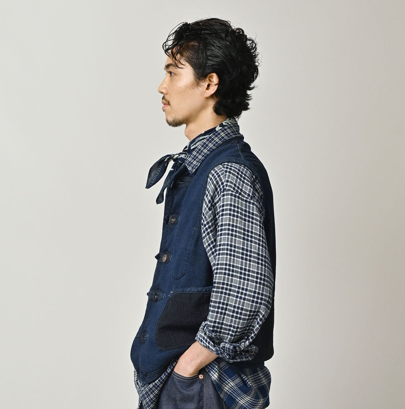 Indigo Iroiro Patchwork 908 8-knot Binder Vest