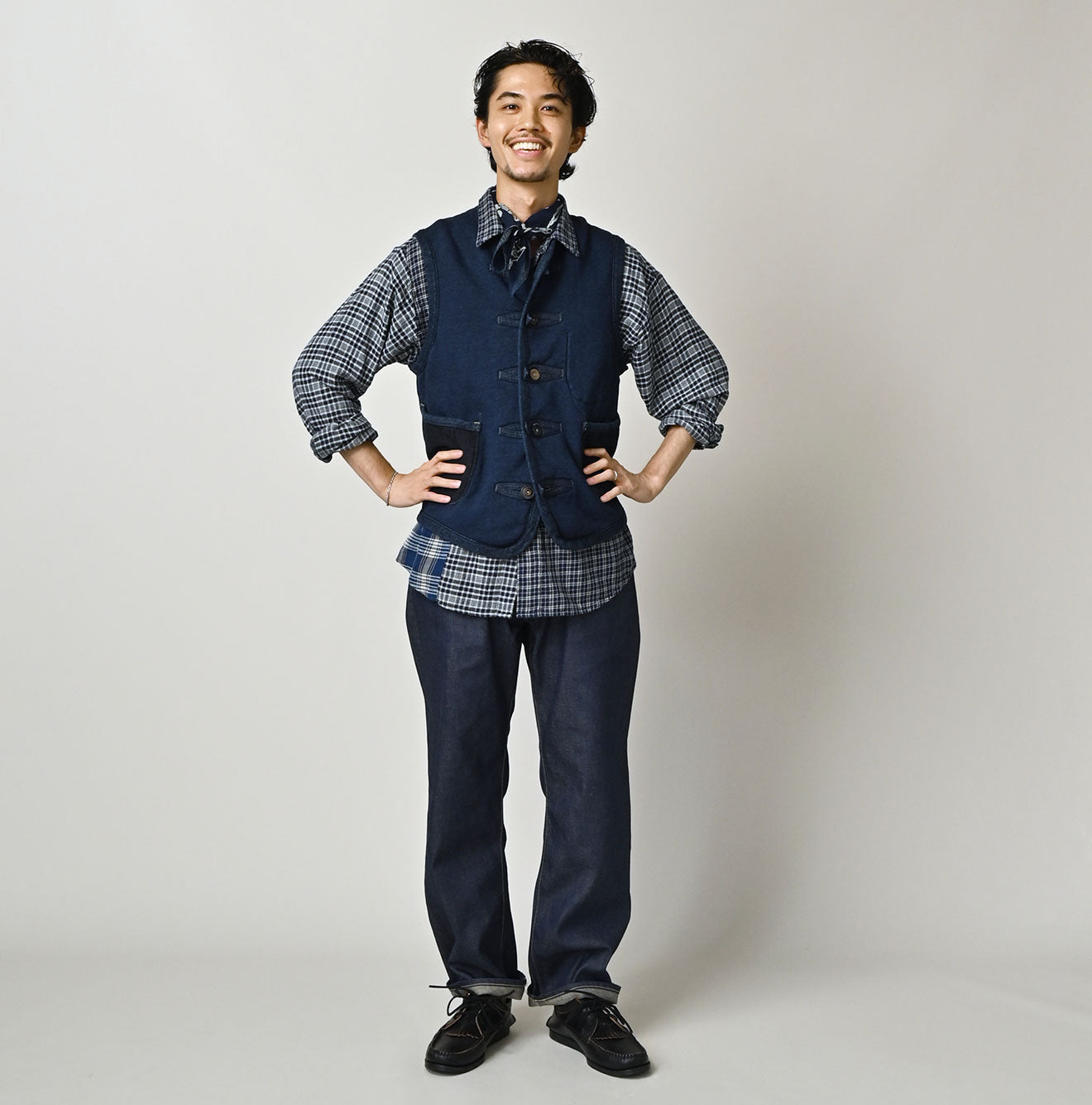 Indigo Iroiro Patchwork 908 8-knot Binder Vest