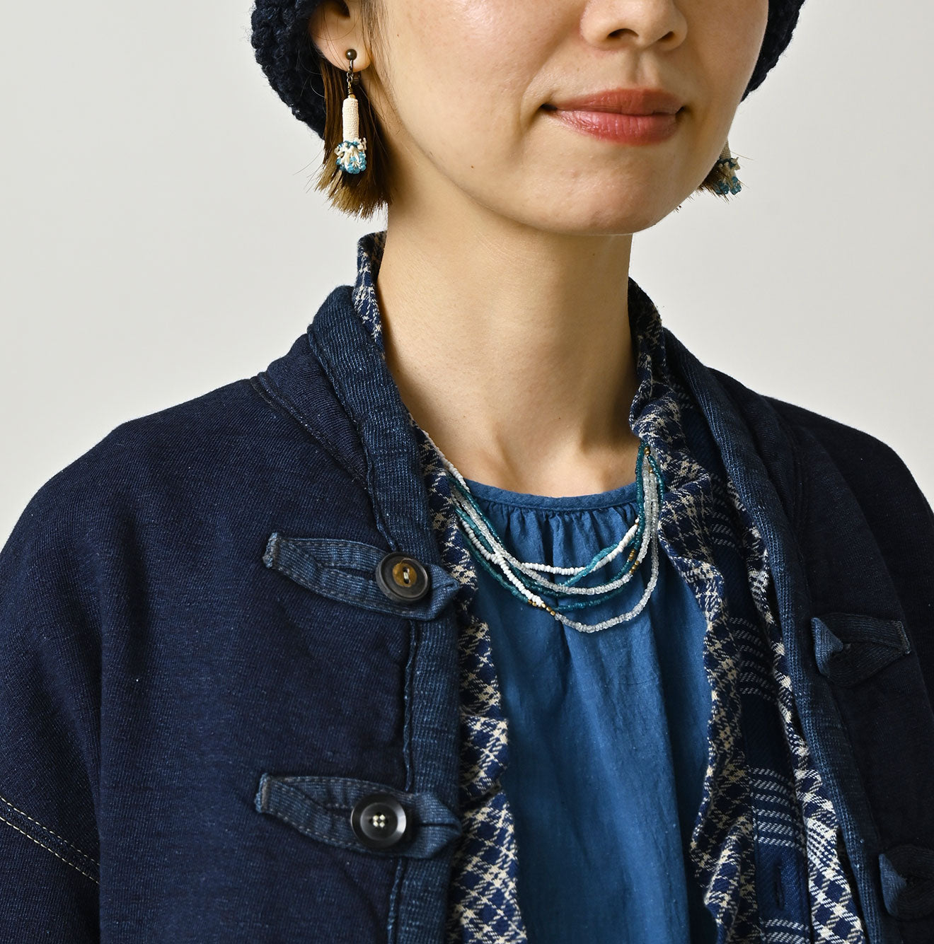 Indigo Iroiro Patchwork 908 8-knot Binder Cardigan