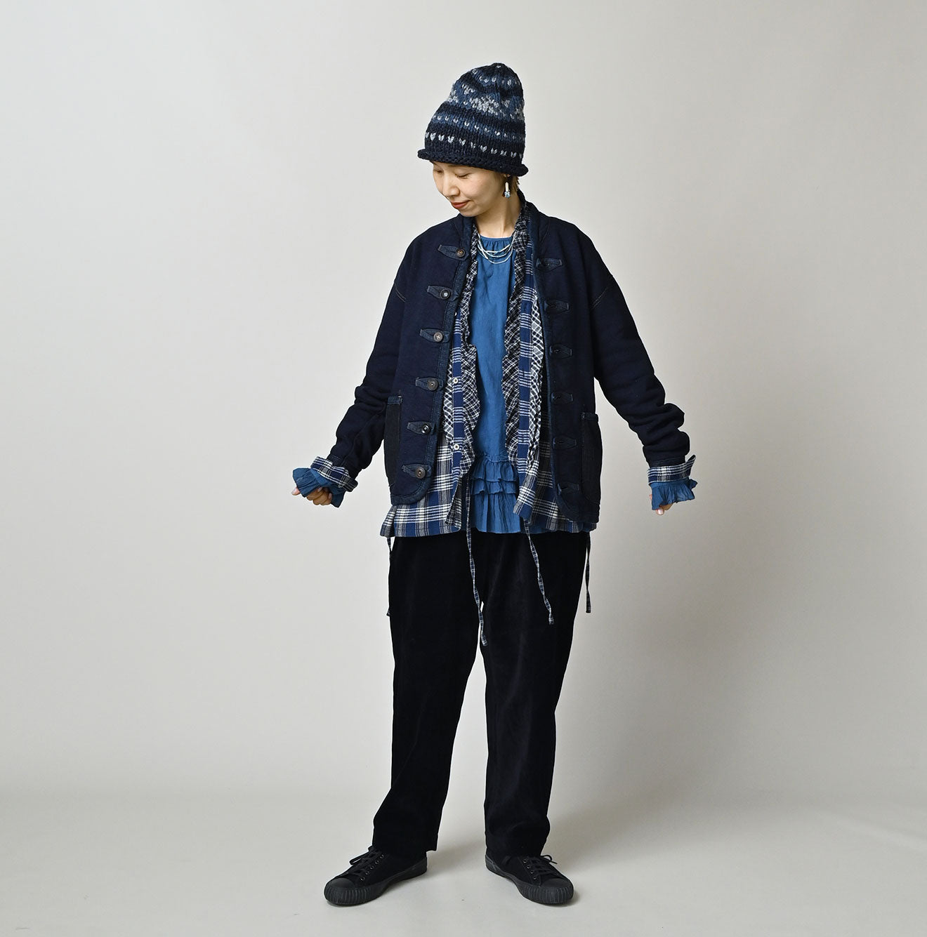 Indigo Iroiro Patchwork 908 8-knot Binder Cardigan