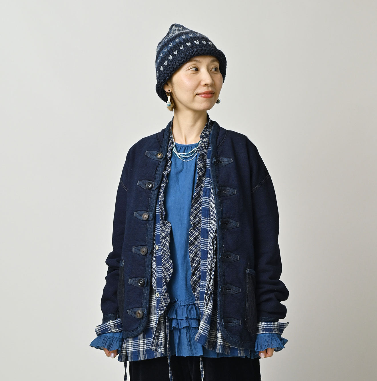 Indigo Iroiro Patchwork 908 8-knot Binder Cardigan