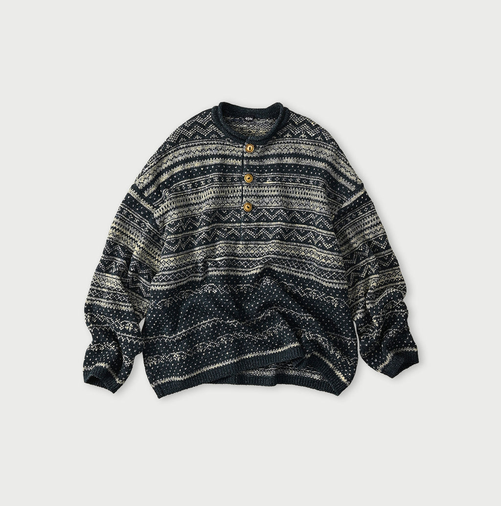 Indigo Nordic Jacquard 908 Henley
