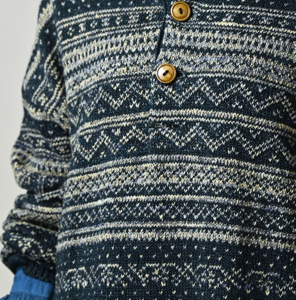 Indigo Nordic Jacquard 908 Henley