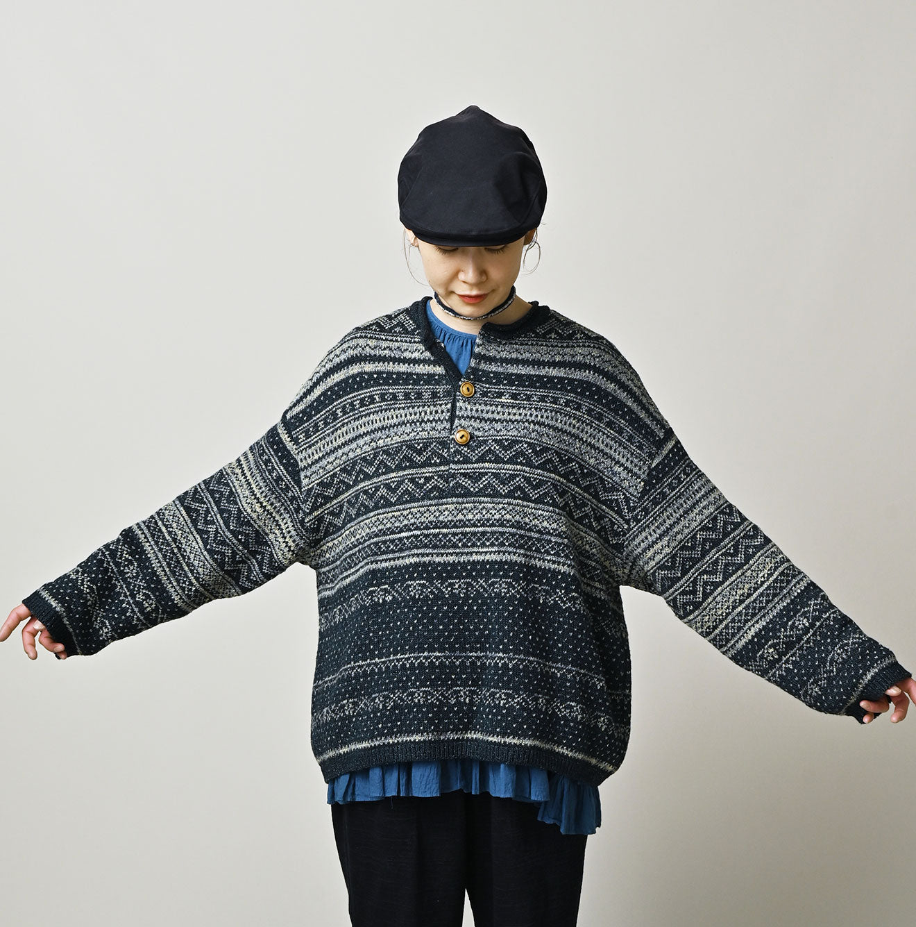 Indigo Nordic Jacquard 908 Henley