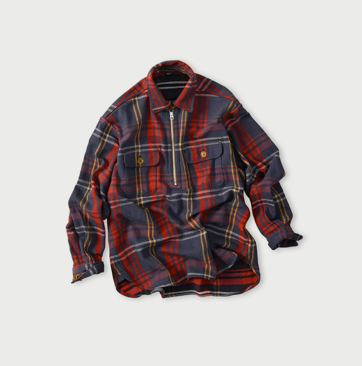 Zakkuri Indian Flannel Tartan Check 908 Yama Pull Shirt