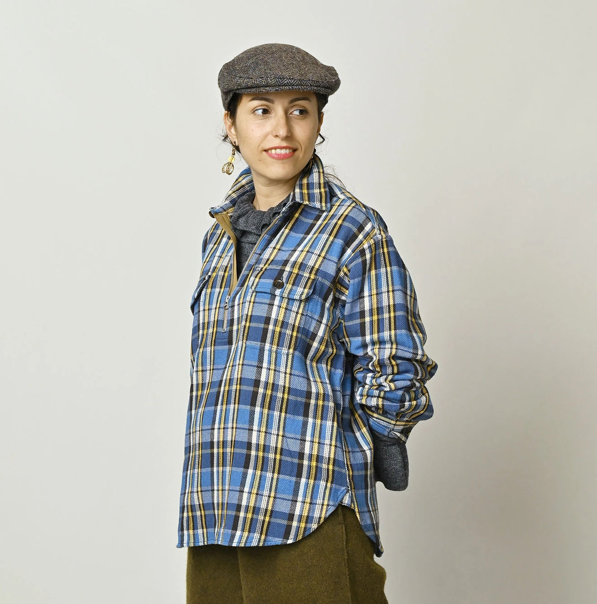 Zakkuri Indian Flannel Tartan Check 908 Yama Pull Shirt