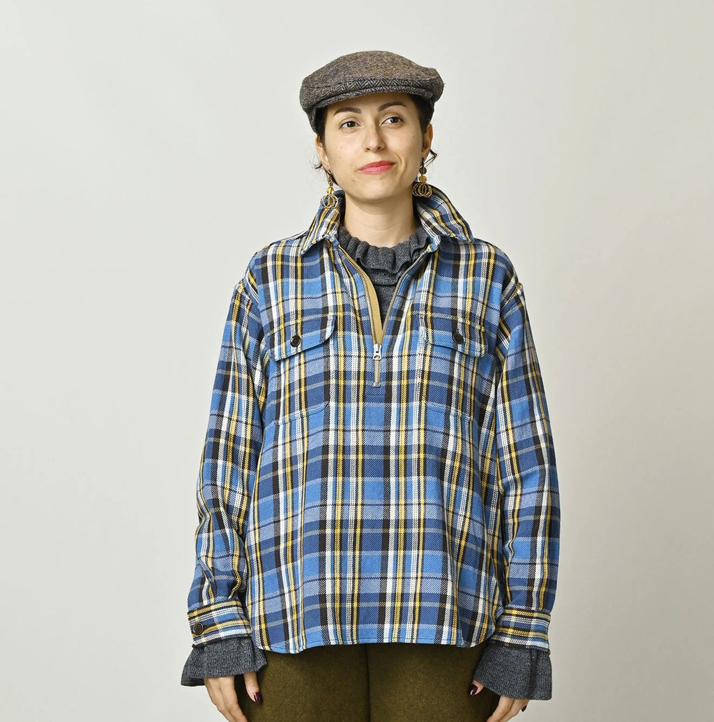 Zakkuri Indian Flannel Tartan Check 908 Yama Pull Shirt