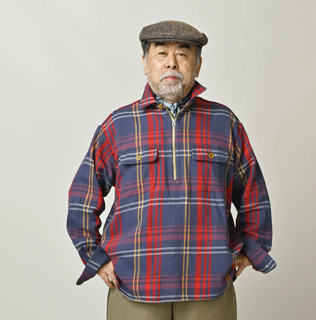 Zakkuri Indian Flannel Tartan Check 908 Yama Pull Shirt