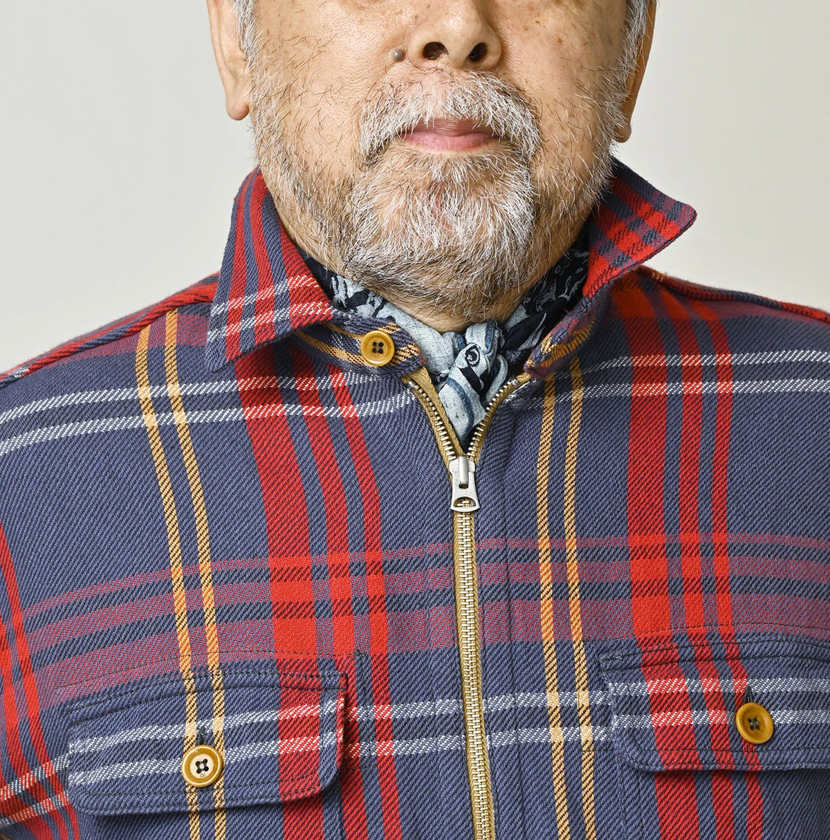 Zakkuri Indian Flannel Tartan Check 908 Yama Pull Shirt
